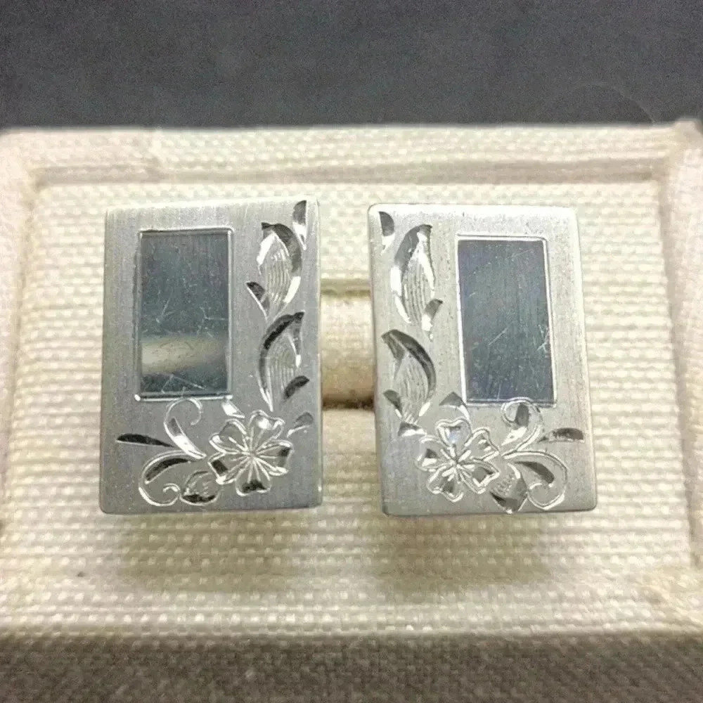 Vintage Sterling Silver Mirrored Cufflinks